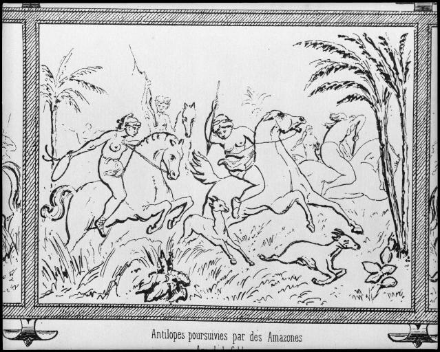«Antilopes poursuivies par des Amazones. Age de la fable».