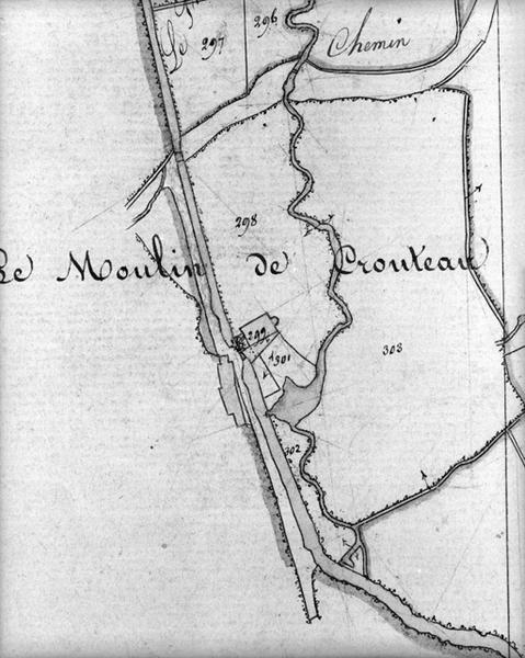 Plan cadastral de 1834 : le Moulin de Crouteau (devenu ensuite Moulin de Gruteau).