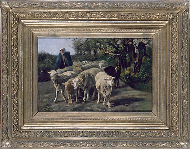 Tableau : Bergère et son troupeau