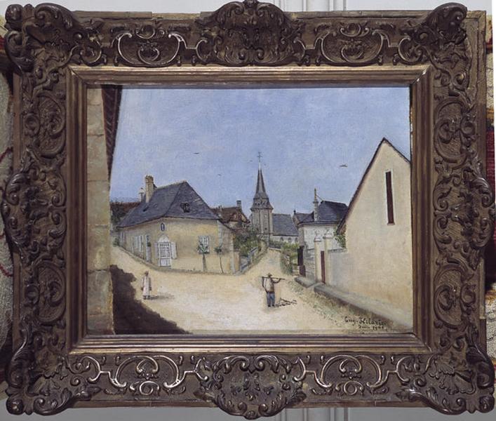 Tableau : Vue de l'église depuis la rue Chaude
