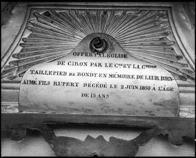 Détail de l'inscription de donation.