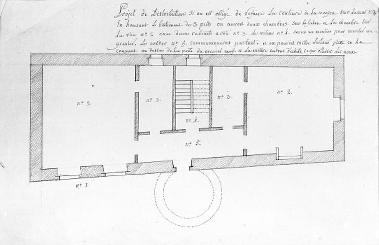Maison du 18 rue Sainte-Catherine (non étudiée). Projet de distribution.