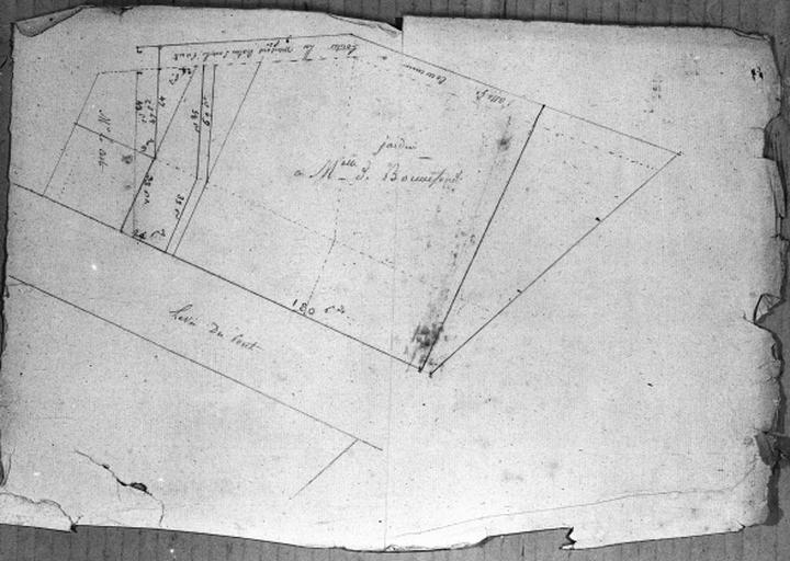 Maison non identifiée, rue des Gaudières. Plan d'un jardin.