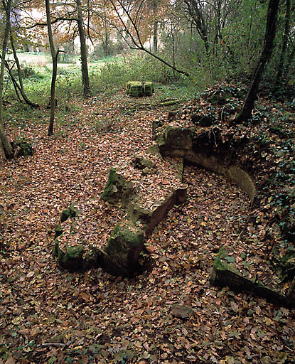 Vestiges de l'église. Vue de l'escalier du bas-côté nord.