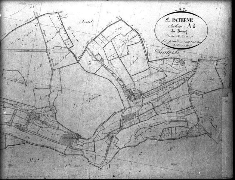 Extrait du plan cadastral de 1834, section A2, détail de la partie est.