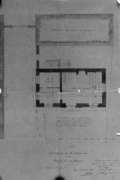 Plan de construction d'une mairie, dressé par l'architecte Guérin en novembre 1861. Plan de distribution.