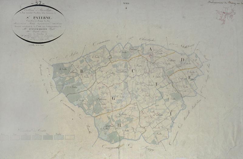 Extrait du plan cadastral de 1834, tableau d'assemblage de la commune.