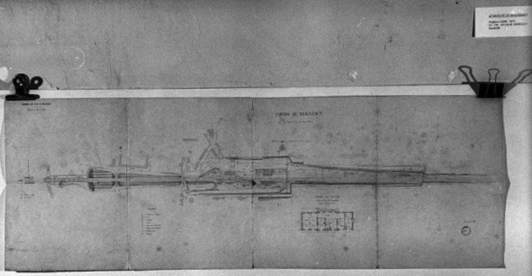 Plan-masse de la station de chemin de fer de Beaugency au milieu du 19e siècle.