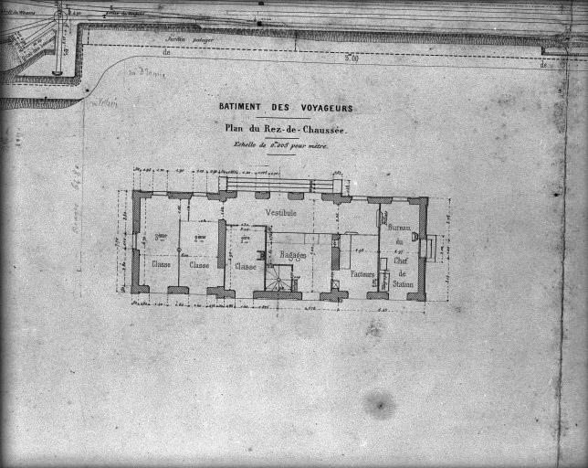 Plan du bâtiment des voyageurs de la station de chemin de fer de Beaugency.