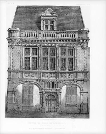 Restitution en partie imaginaire de la façade antérieure avant sa restauration de 1895.