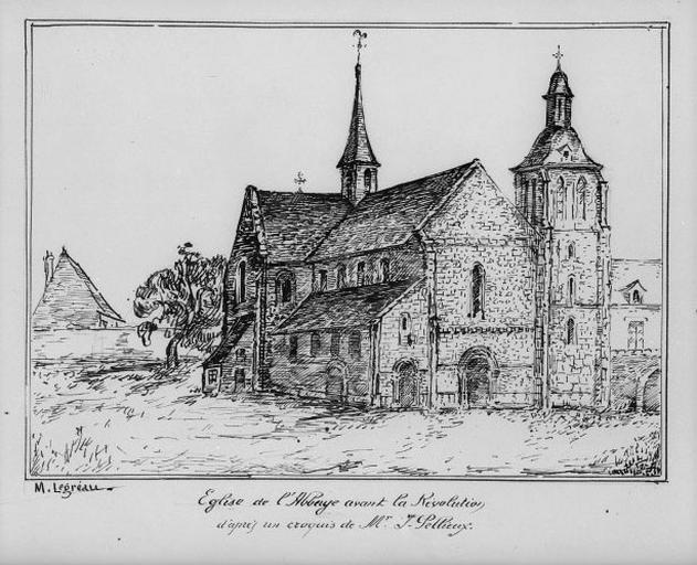 L'abbatiale avant la Révolution d'après un croquis de Nicolas Pellieux.