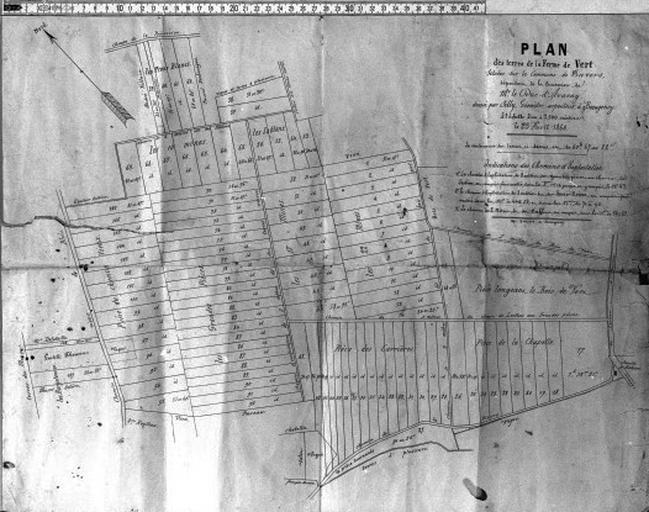 Plan des terres de la ferme de Vert en 1860.