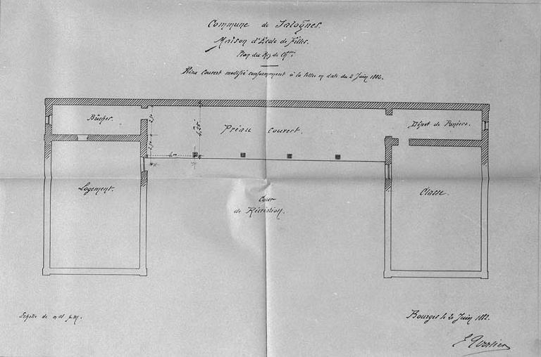 Jalognes, école primaire de filles : plan du rez-de-chaussée.