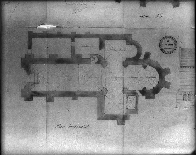 Projet de restauration, 1877 : plan.