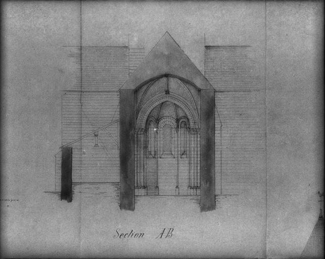 Projet de restauration, 1877 : coupe transversale.