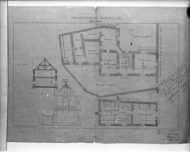 Projet de restauration et d'agrandissement du presbytère, 1866.