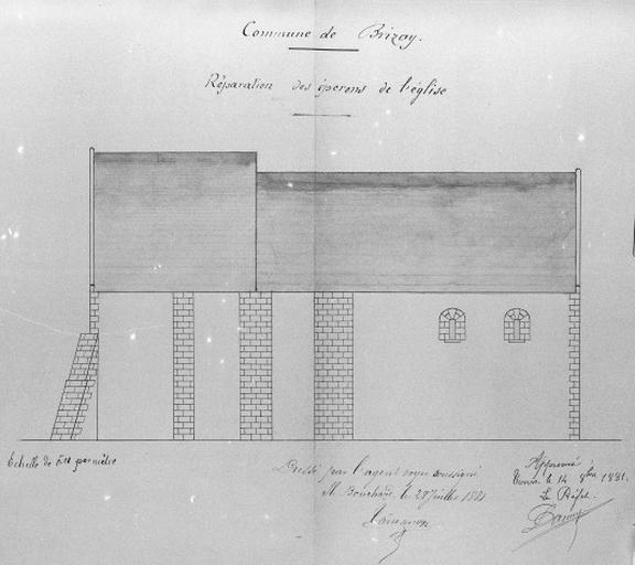 Plan de la réparation des éperons de l'église.