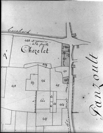 Extrait du plan cadastral ancien, section F2, 1832.