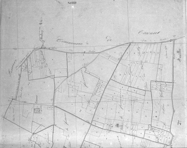 Extrait du plan cadastral ancien, section B1, 1832.