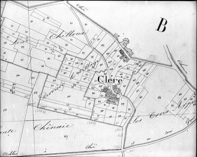 Extrait du plan cadastral ancien, section B1, 1832.