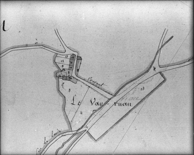 Extrait du plan cadastral ancien, section B1, 1832.
