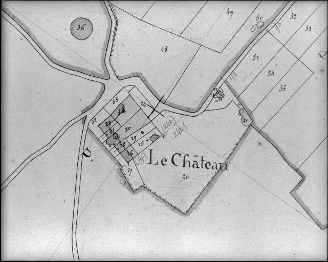 Extrait du plan cadastral ancien, section C1, 1832.