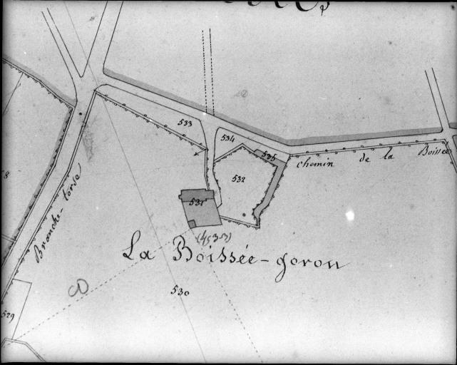 Extrait du plan cadastral ancien, section B1, 1832.