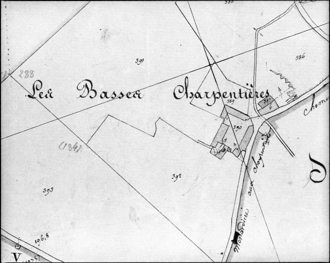 Extrait du plan cadastral ancien, section C2, 1832.