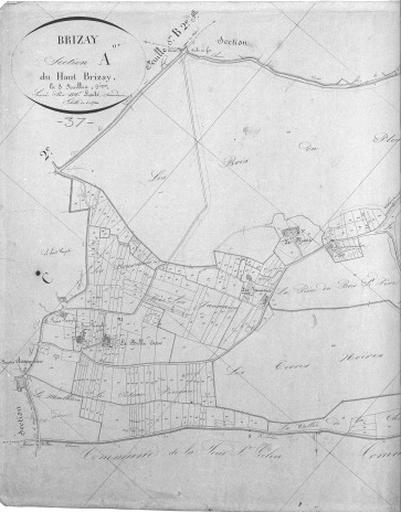 Extrait du plan cadastral ancien, section A3, 1832. Vue d'ensemble de la section.