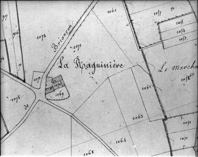 Extrait du plan cadastral ancien, section E2, 1832.