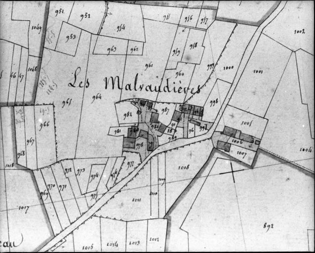 Extrait du plan cadastral ancien, section D, 1832.