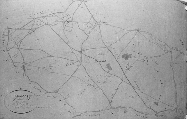 Extrait du plan cadastral ancien, section A1, 1832. Vue générale de la section.
