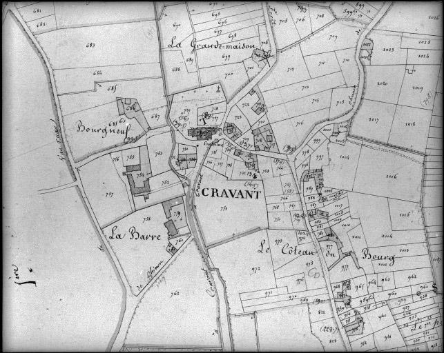 Extrait du plan cadastral ancien, section B2, 1832.
