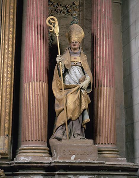 Ensemble de 2 statues du retable du maître-autel : saint Paterne, saint Sever