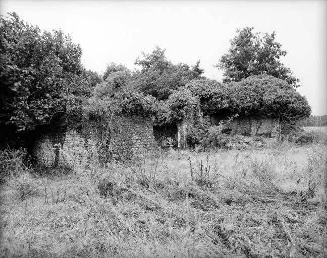 Vue d'ensemble de la fontaine en ruine.