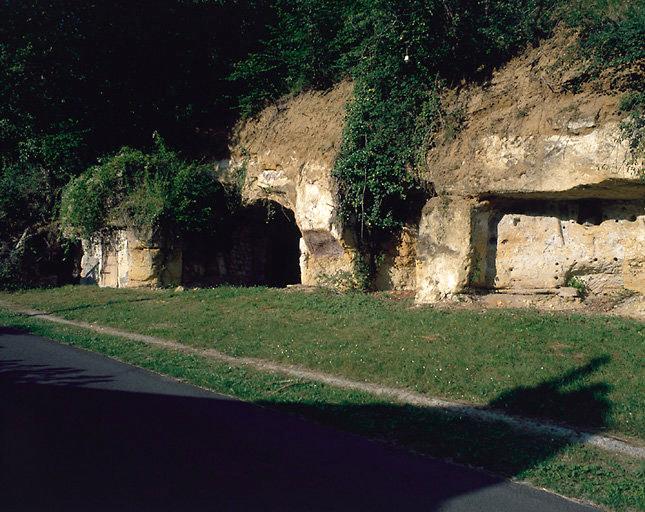 Vue des caves troglodytiques depuis la route au niveau des Bergeronnettes.