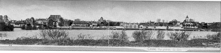 Photographie panoramique des bords de Loire à Cosne-Cours-sur-Loire, non daté. (archives départementales de la Nièvre).
