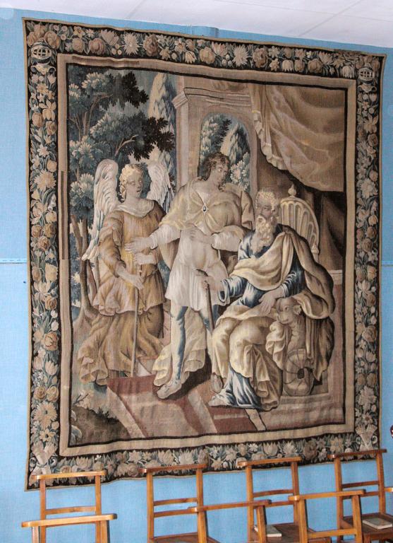 2 tentures d'église : Guérison de Tobit, Jésus et la Samaritaine