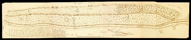 Extrait de l'Atlas de Trudaine, entre 1745 et 1780 : embouchure de la Cisse. (archives nationales, CP F 14 8505 planche 5).