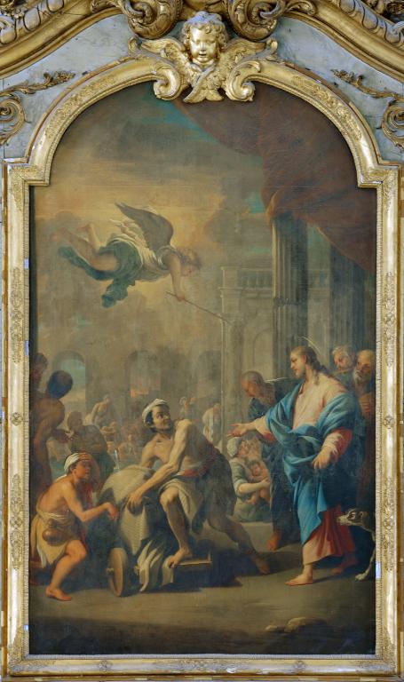Tableau d'autel : la guérison du paralytique à la piscine de Béthesda