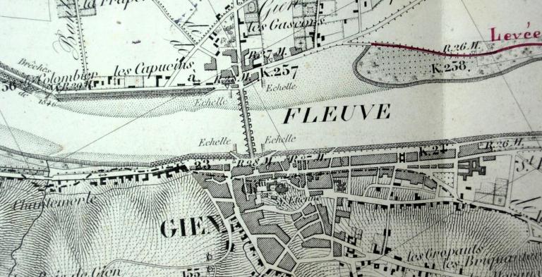 Carte de la Loire, 1850, par l'ingénieur Coumes.  (archives nationales, F 14 6641).