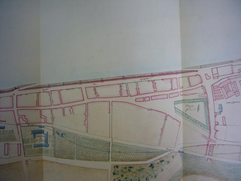 Projet de construire une banquette sur le quai de la rive droite pour préserver la ville des inondations, détail, 16 mars 1850. (archives départementales du Loiret, Liasse 30917).