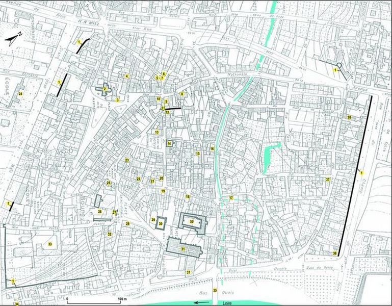 Localisation des oeuvres sélectionnées dans le bourg.