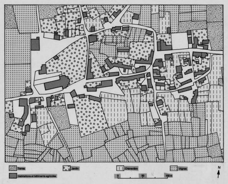 Spécialisation des parcelles en 1827.