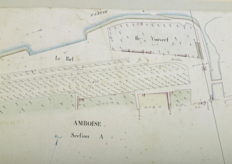 Projet de réfection de la rampe amont du port de Portillon, 1873. (archives départementales d'Indre-et-Loire, S 5038). ; Projet de réfection de la rampe amont du port de Portillon, 1873. (archives départementales d'Indre-et-Loire, S 5038).