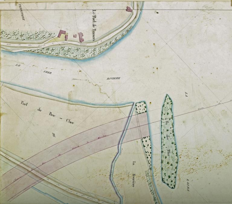 Extrait du cadastre napoléonien de 1813 : port de Vallières. (archives départementales d'Indre-et-Loire, 3 P 2/109/13).