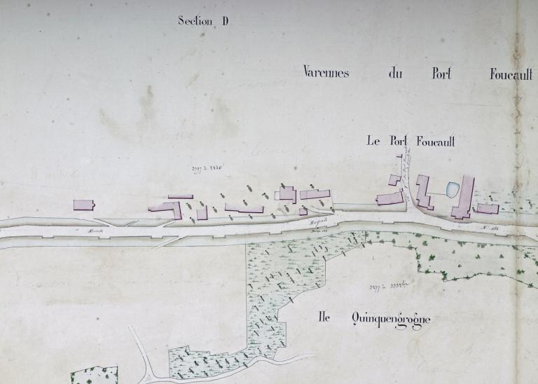 Rive gauche, aval du pont Wilson, cale abreuvoir simple moderne (seconde moitié XXe siècle). Vue prise vers l'aval.