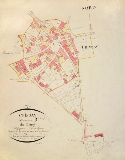 Extrait du plan cadastral napoléonien, section B du bourg, 1832.