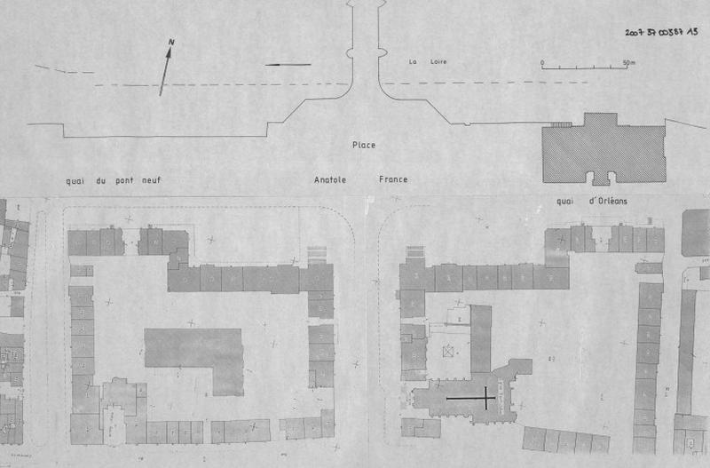 Plan de situation d'après cadastre actuel. Assemblage des sections DY, DZ et CD (1972).