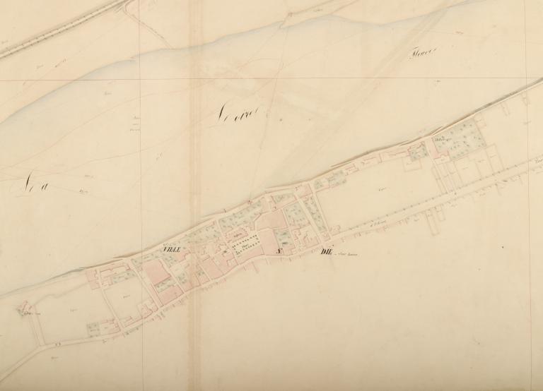Carte de la Loire, non datée (entre 1844 et 1858). Détail sur la ville de Saint-Dyé. (archives départementales du Loiret, Carte Loire 41 : 12 Fi 7-26).